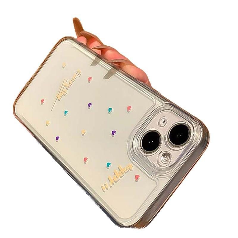 The full-screen little heart is suitable for iPhone 11/12/13/14/15/16 Pro Max transparent TPU phone cases