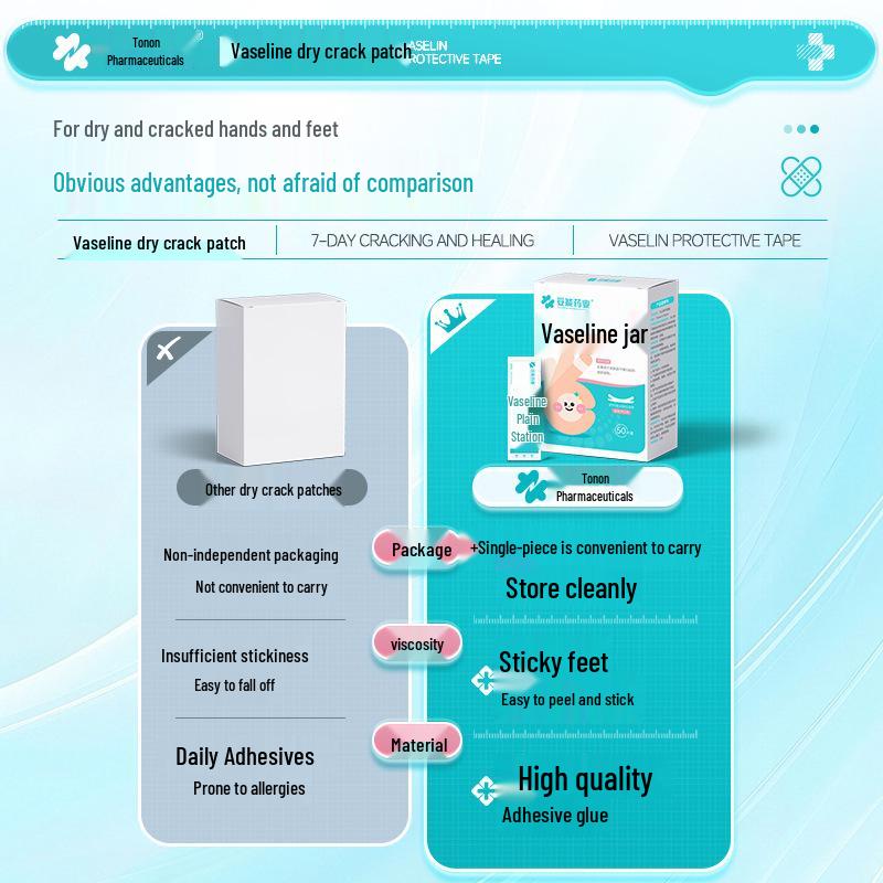 Tuoneng Vaseline Hand & Foot Fissure Patches for Dry, Cracked Skin – Protective, Wear-Resistant for Autumn & Winter.