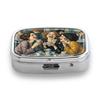 Portapillole Portatile con 2 Scomparti, Mini Custodia Organizer in Metallo per Medicine, Carino Contenitore Stampato per Pillole, Vitamine, Gioielli, Viaggio, Uso Quotidiano