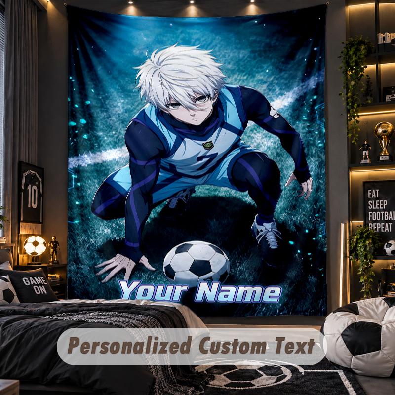 Personalized Wall Tapestry,Blue Lock Custom Printed Name, Fabric Wall Art For Indoor Room Backdrop