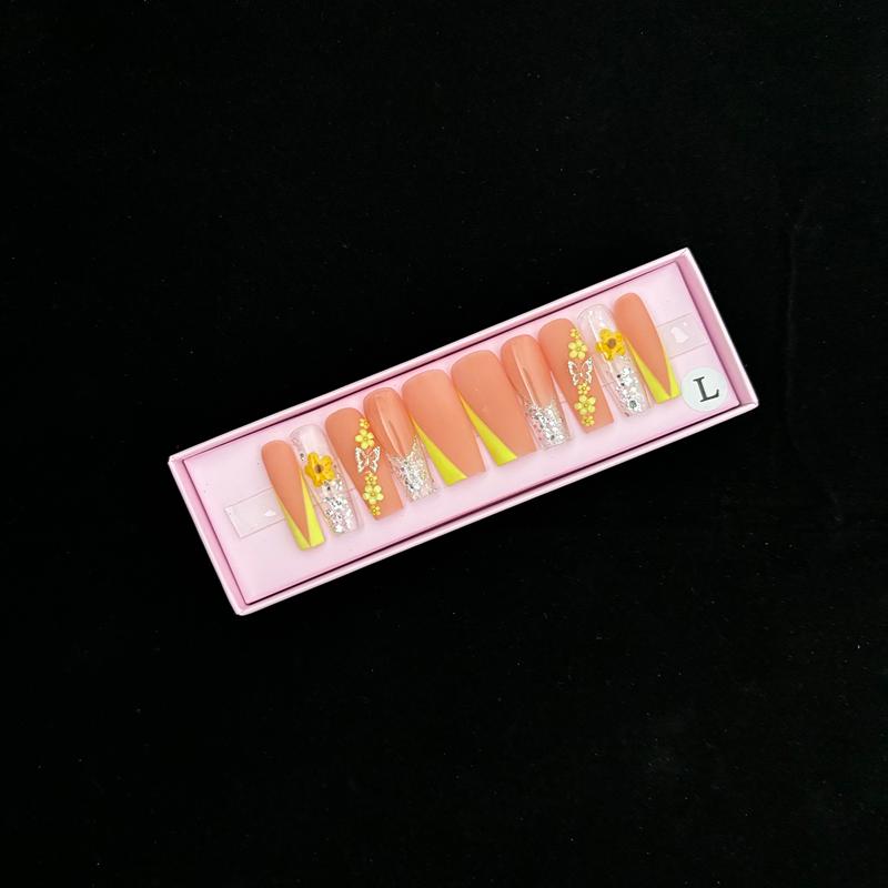 INS Hot Selling Accept Customization Duck Shape Artificial Fingernails Manicure False Nails with Glue Stickers Press on Nails