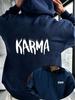 For KARMA Street Graffiti Handwritten Letter Versatile Hoodie, Casual and Comfortable Long-Sleeve Pullover, Suitable for Spring, A
