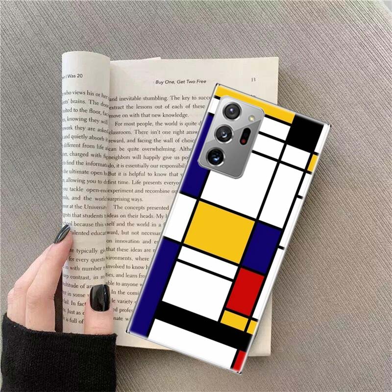

TOPLBPCS Mondrian Grid Phone Case For Samsung Galaxy S25 Edge S24 S23 FE S22 S26 Ultra S21 S20 S10 Plus Capa Soft Samsung S26 Ultra 5G