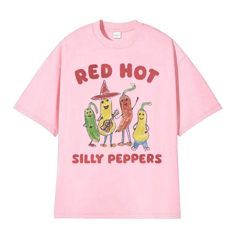 Knallrote alberne Paprika Lustige Meme T-Shirts Männer Frauen Vintage Hochwertige Oberteile T-Shirts Sommer Lässig Gemütliches Oversize-T-Shirt