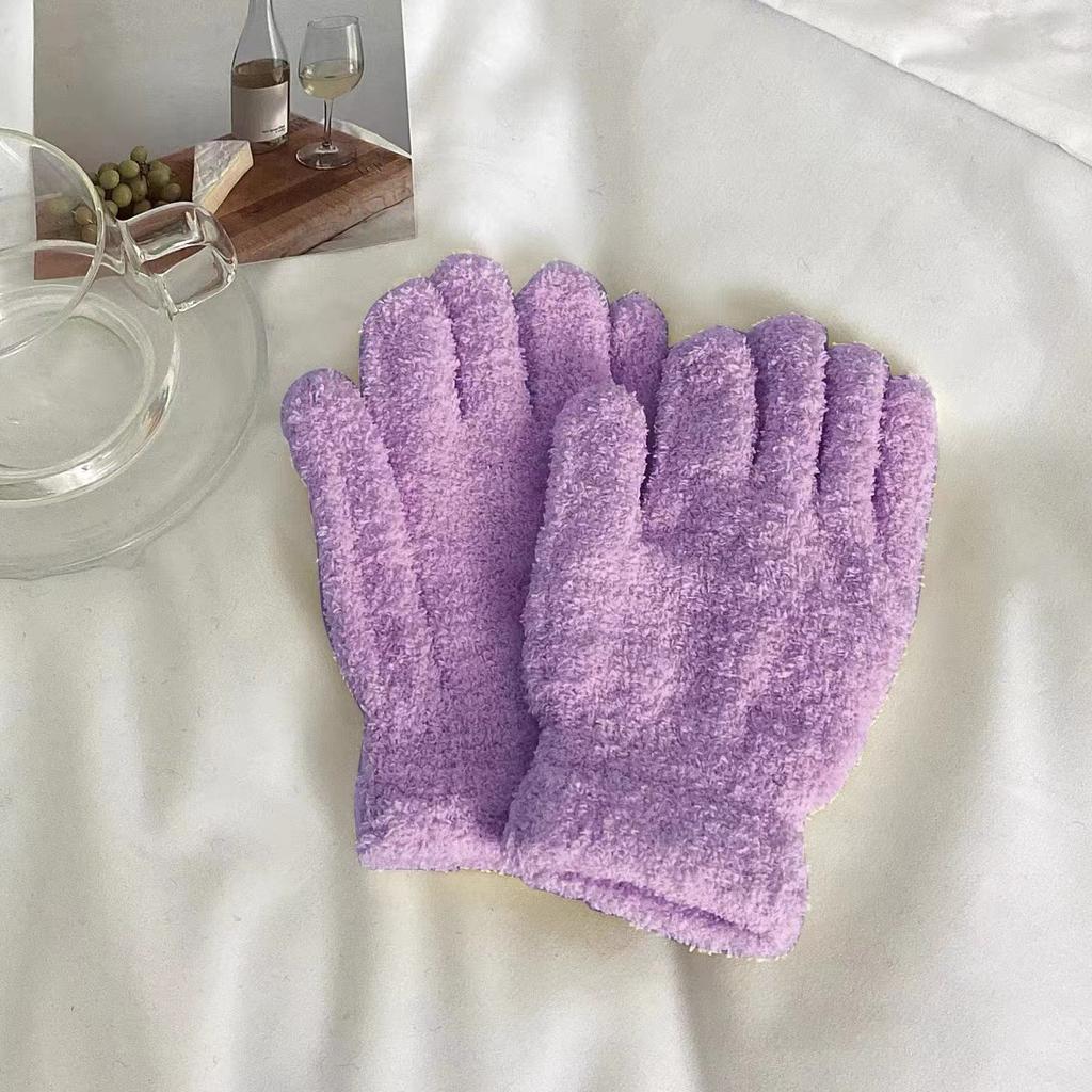 Coral Fleece Gloves Ins Japan And Korea Cute Simple Candy Color Five Fingers Fashion Warm Student