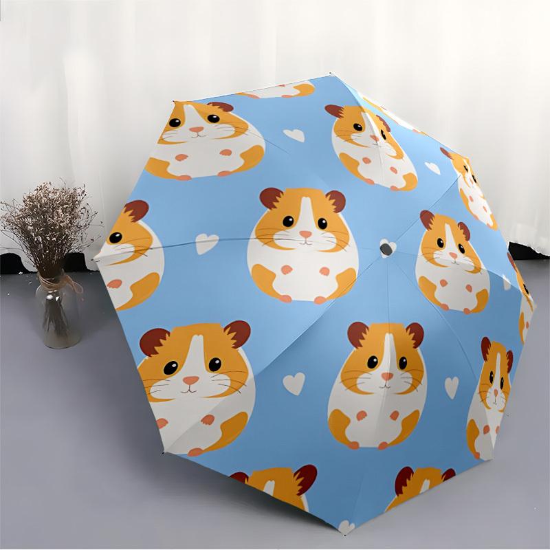 1pc Hamster Print Automatic Folding Umbrella - Portable Collapsible 8-Rib Umbrella for All Seasons Yy251119153