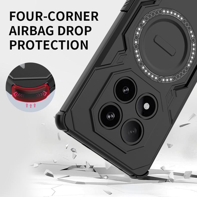 Shockproof Hybrid Dual Layer Magnetic Metal Ring Stand Case for Redmi Note 14 Pro Plus 14C 14R K80 A4 Turbo 4 4G 5G Slide Cover