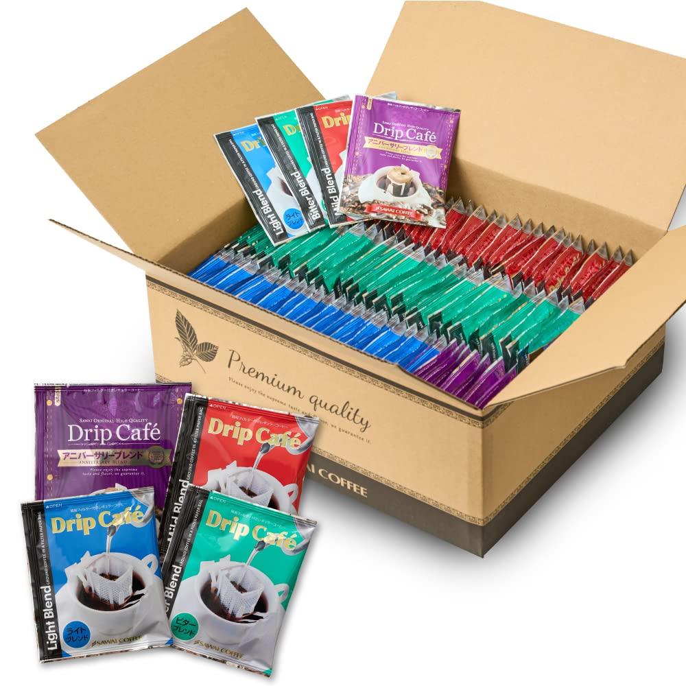 

Sawai Coffee Специализированный магазин капельного кофе Набор кофе в дрип-пакетах, 8 г x 100 пакетиков (3 популярных вкуса x 30 пакетиков / Юбилейный бленд x 10 пакетиков)