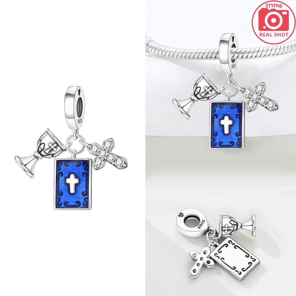 Original Copper Blue Guardian Pendant Demon Eye Skull Prayer Charms Bead Fit Bracelet Women Jewelry Diy Gift Accessory