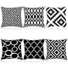 6Pcs Black White Geometric Pillow Covers 18X18 Inches Simple Black White Geometric Pattern Pillowcase Boho Decorative Cushion Co