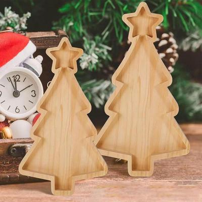 Christmas Serving Tray Platter Tree Shaped Charcuterie Serving Boards Christmas Theme Wood Platters Suitable for Appetizers