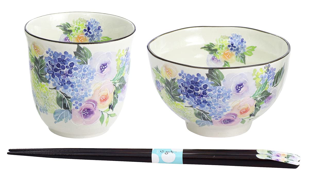 

Ceramic Ai Hanoneiro rice bowl and teacup with Tenpo blue 3940 x x chopsticks, 22.7 13.5 h8.8cm синий