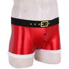 Herren-Boxershorts aus Kunstleder mit bedrucktem Gürtelmuster, Weihnachtsferien, Weihnachtsmann-Party, Kostüm, Unterwäsche