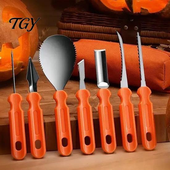 Fruit And Vegetable Carving Set Halloween Pumpkin Tools Kit, Stainless Steel Blades Anti-slip Cutter Handles Cutters, Manual DIY Jack-O-Lanterns