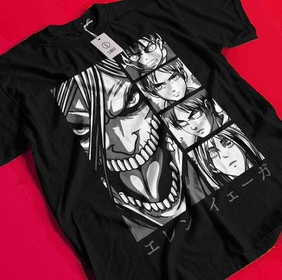 Attack On Titan T-Shirt Eren Yeager Anime Mikasa AOT Manga Graphic Unisex Tee BB661