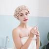 Waterproof Shower Cap Elastic Drawstring Double-Layer Water-Resistant Fabric Hair Protector Hair Care Bath Hat