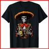 Skeleton Tequila Mexico Dia De Los Muertos Mexican Black Cotton T-Shirt S-5XL