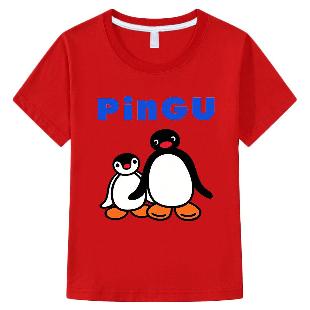 Pingu Children's Cartoon T-Shirt Cotton 2-12 Years Kids Tees Cute Boys Girls Tops O-Neck Manga Print Short Sleeve Summer Toddler