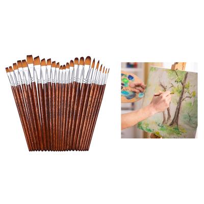 6Pcs Artist Paint Brush Watercolor Paint Brush for Oil Acrylics Watercolor Gouache Painting Nylon Bristle Paint Brush