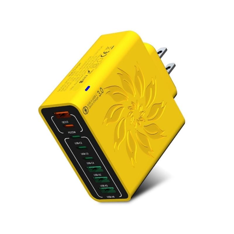 multiple  Device Fast Charging Station 150W 8 Port  Small 150W Fast Charger Easy to Carry for Smartphones Electronics жёлтый