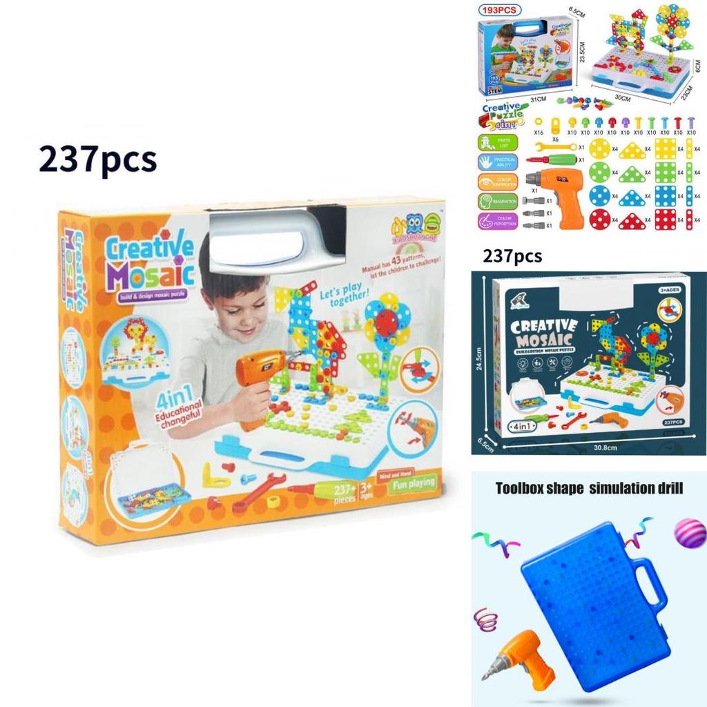 Fesselndes DIY Elektrische Bohrmaschine Schraubenmontage Puzzle Baustein Lernspielzeug für Kinder