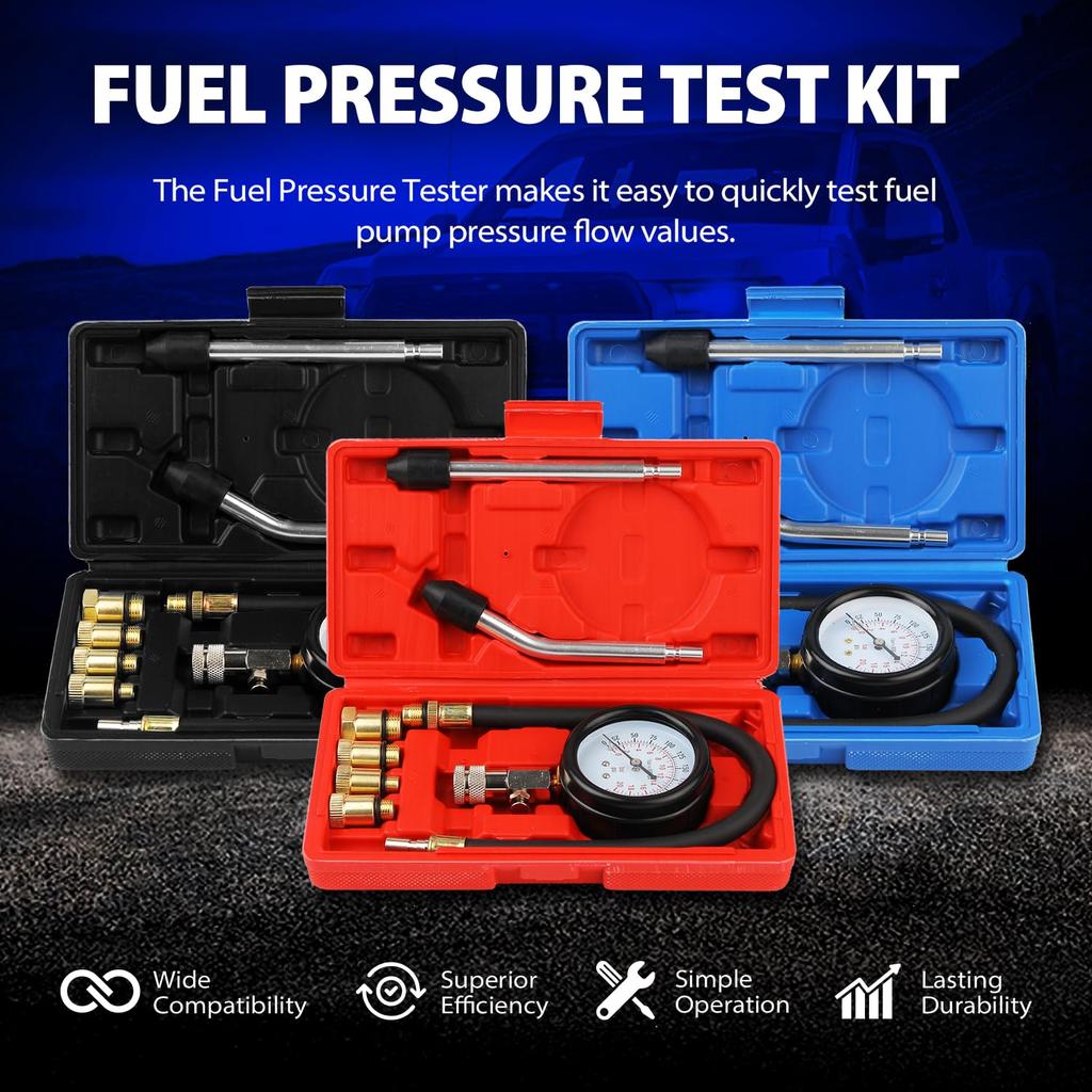 Compression Tester, 8Pcs Engine Compression Tester Kit Professional Petrol Gas Engine Cylinder Pressure Gauge 0-300 PSI Automotive Tool For