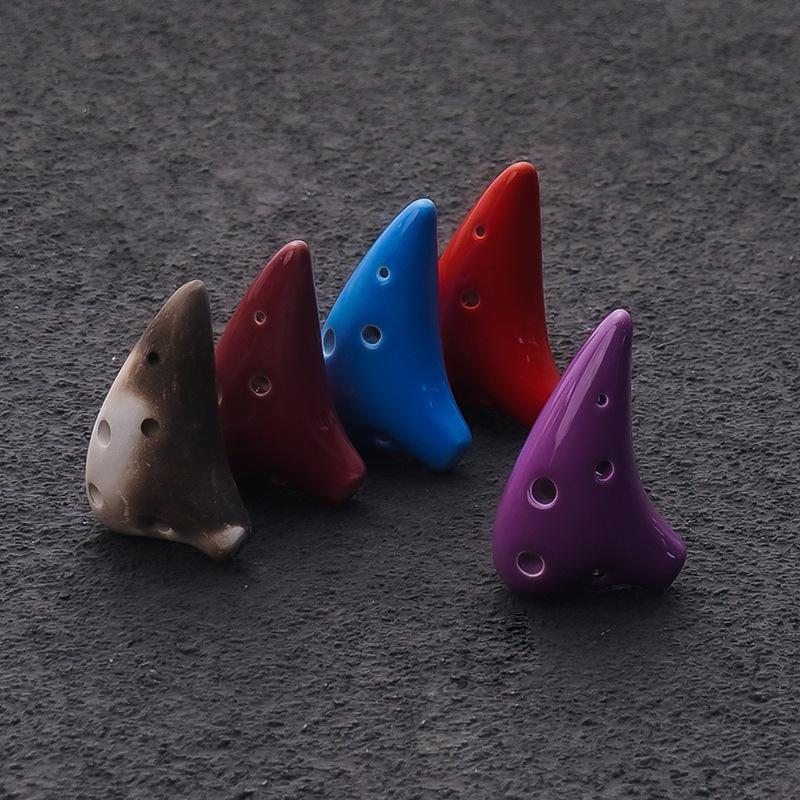 Mini 6 Holes Alto Tone C Necklace Ocarina Ceramic Black Pottery Flute Instrument With Hang Rope 7 Colours Optional