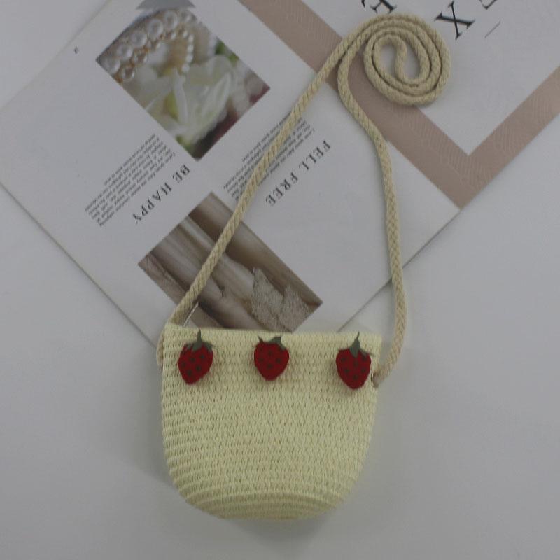 2025 Cute Summer Kids' Mini Woven Wheat Straw Crossbody Beach Bag
