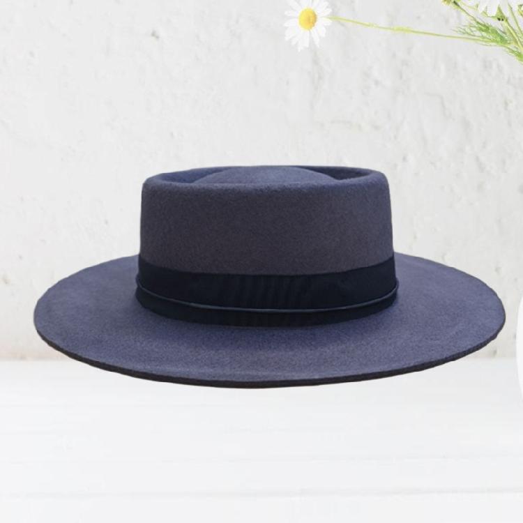 Teen Wool Felted Hat Wide Border Hat British Styles Felted Soft Hat Sunscreen Hat for Photography Stage Props