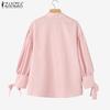 ZANZEA Women Turn Down Collar Loose Long Sleeve Stripe Blouse