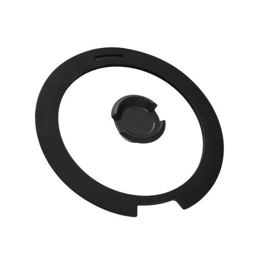 SURUTTO 26cm Glass and Silicone Lid with Handle, Easy To See Contents, Silicone Handle for Placement of Chopsticks, Silicone Fits Frying Pans Easily [