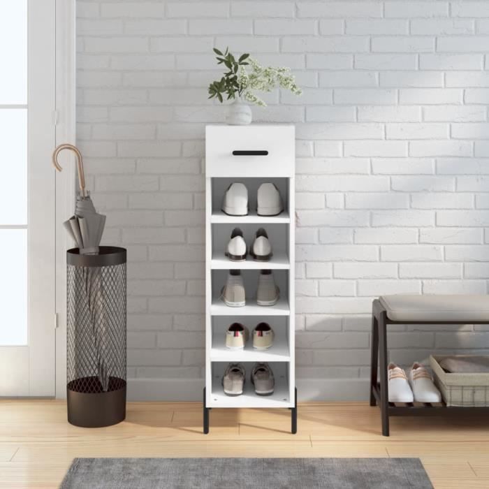 VidaXL Armoire à chaussures blanc 30x35x105 cm bois d'ingénierie 829684