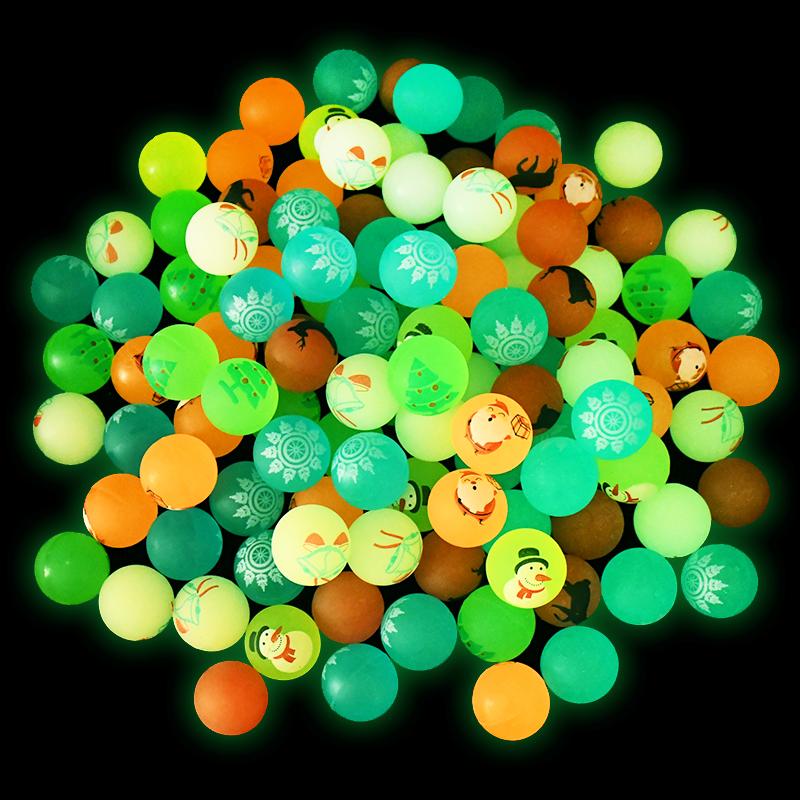 100Pcs Christmas Glow in The Dark Bouncy Balls Stocking Stuffers Toys Kids Birthday Party Game Gifts Rubber Bouncing Ball