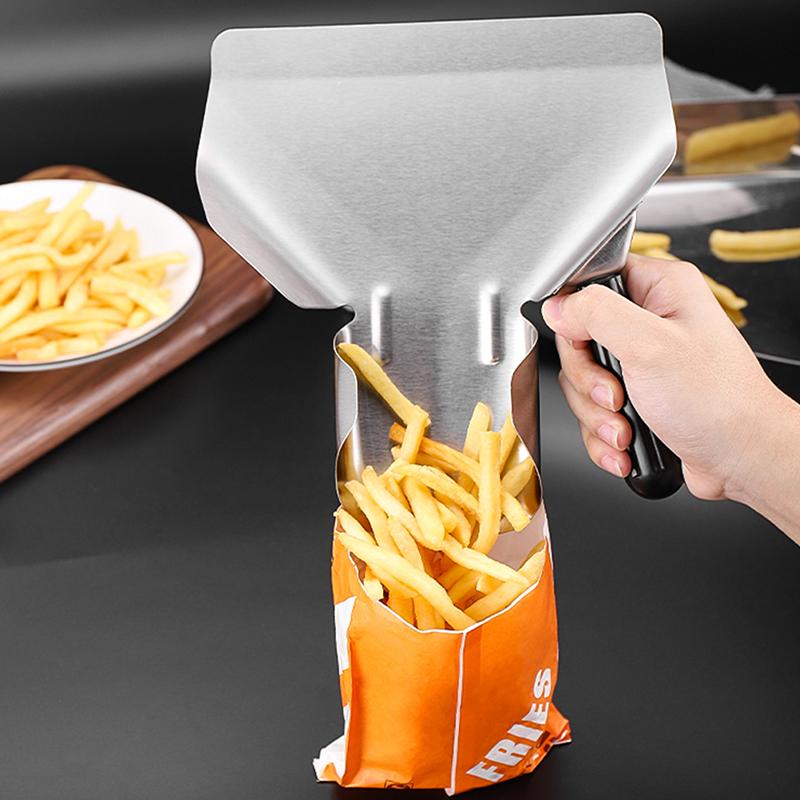 Edelstahl Einzel-/Doppelgriff Lebensmittel Schaufel Pommes Schaufel Pommes Frites Schaufel