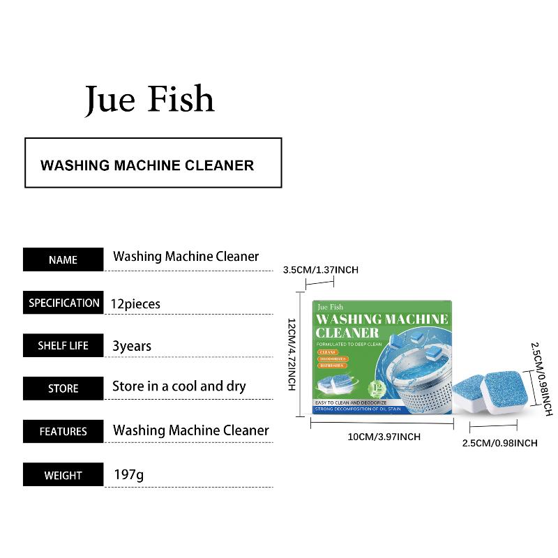Washing Machine Stain and Odor Remover Tablets Effervescent Deep Cleaning for Universal Washer Maintenance Home Use