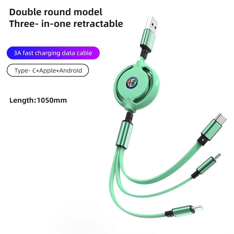 2026 Hot Alfa Romeo Car Internal 3 in 1 USB Telescopic Charger Adapter Cord Cable For Alfa Romeo 159 Giulietta Giulia 147 Mito 1