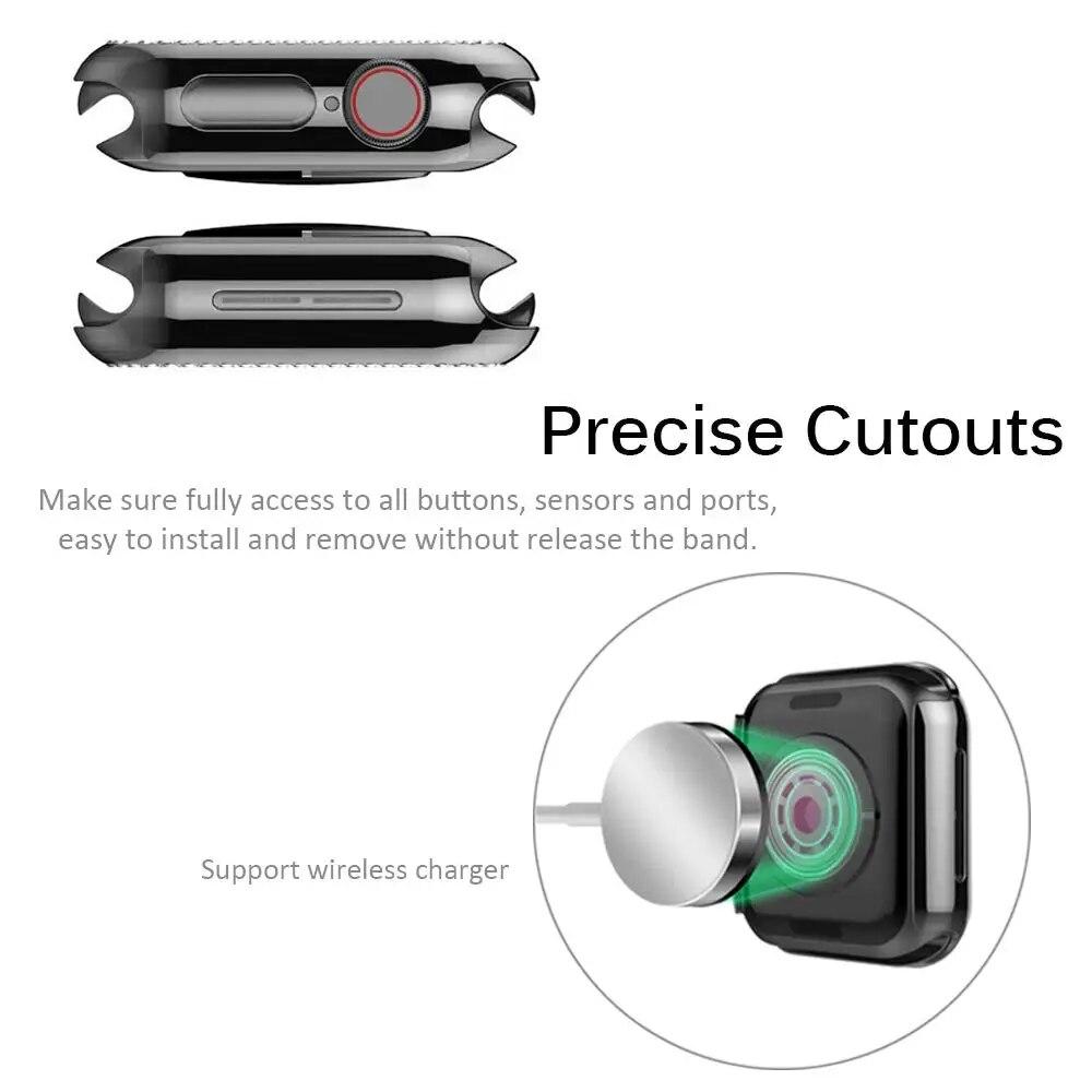 Glass+Cover For Apple Watch Case 49mm 45mm 44mm 42mm 38mm Bumper Diamond Protector Accessories iWatch Series 9 8 7 6 5 4 3 2 SE 41mm 40mm