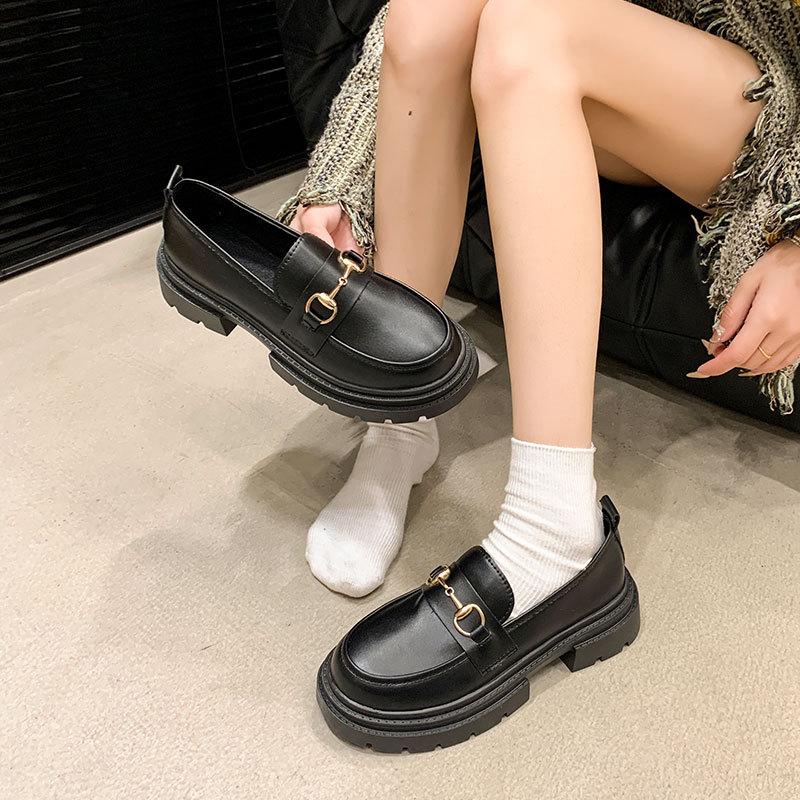 Retro British style small leather shoes women's 2025 spring and autumn new thick-soled versatile Japanese jk shoes black loafers single shoes
