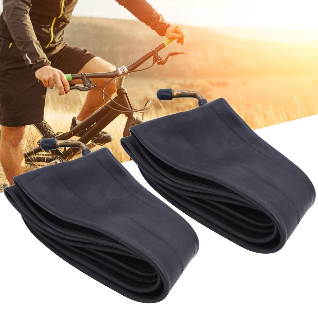 To-tommers butylgummi sykkeldekk slanger med bøyde ventiler for landeveis-, terreng- og hybridsykler og også kompatible med ventiler for sammenleggbare sykler