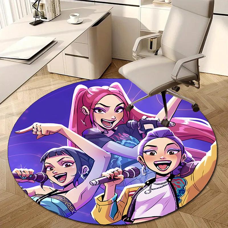 1pc KPop Demon Hunters17 Design Printed Area Round Carpet for Bedroom Living Room Home Decor Rugs Mat Non Slip Mat Rug for Bedside