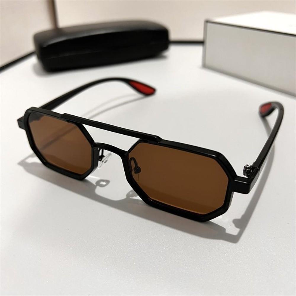 Gradient Unisex Polarized Sunglasses Indian Style Anti-UV Glasses Double-bar Square Sunnies  Party