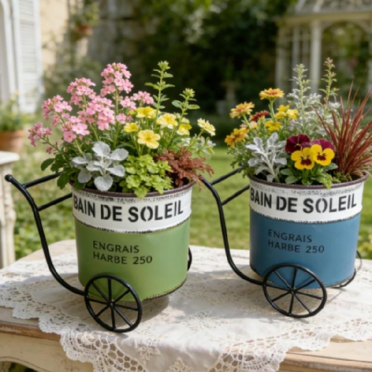 Iron Sheet Bucket Retro Flower Pot Courtyard Vase Home Furnishings Garden Decorate Garden Supplies Display