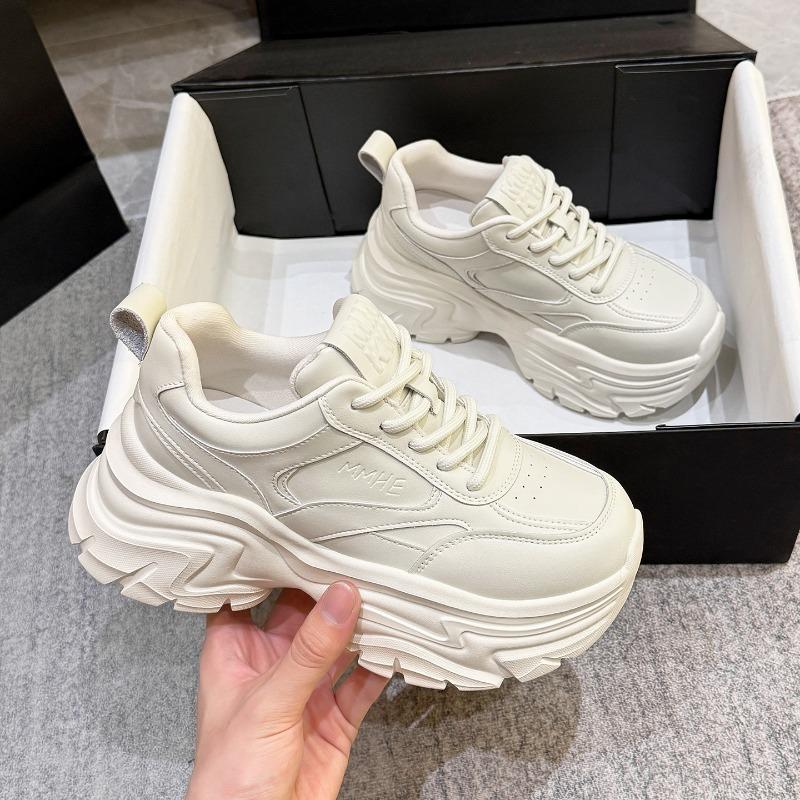 White platform dad shoes, new autumn women's shoes, small height increase cm, casual sports little white shoes