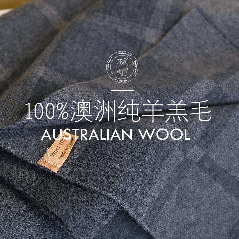 Black and White Plaid Wool Scarf, Thickened for Men In Winter, Gift for Elder Dad Boyfriend Scarf.