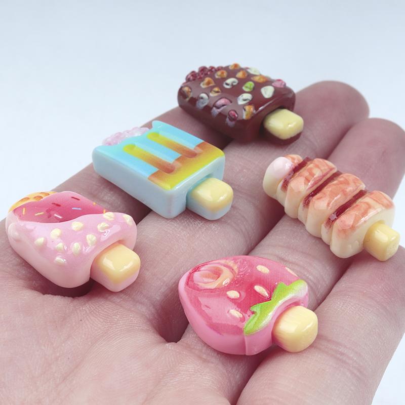 10/100Pcs Fruit Ice Cream Series Miniature Diy Home Decor Craft Accessories Flat Back Resin Cabochons For Hairpin Scrapbooking