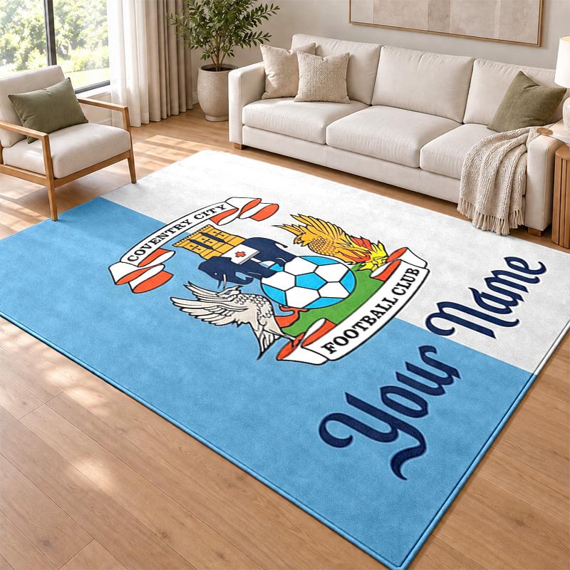 Coventry City F.C. Custom Name Personalized Rug Non‑Slip Doormat Floor Carpet Housewarming Birthday Gift for Family Friends