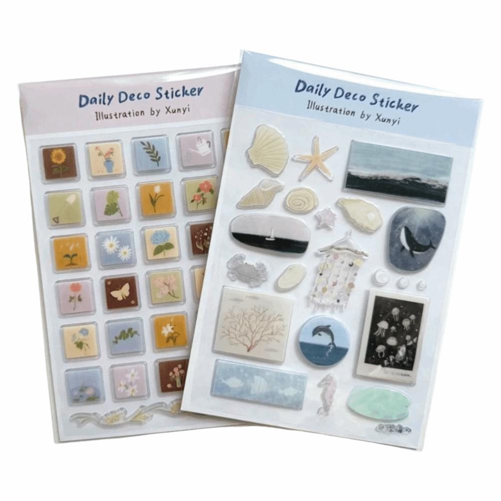 Self-adhesive Decoration 3D Jelly Stickers Cartoon Ocean World Journal Stickers  Tablet Computers
