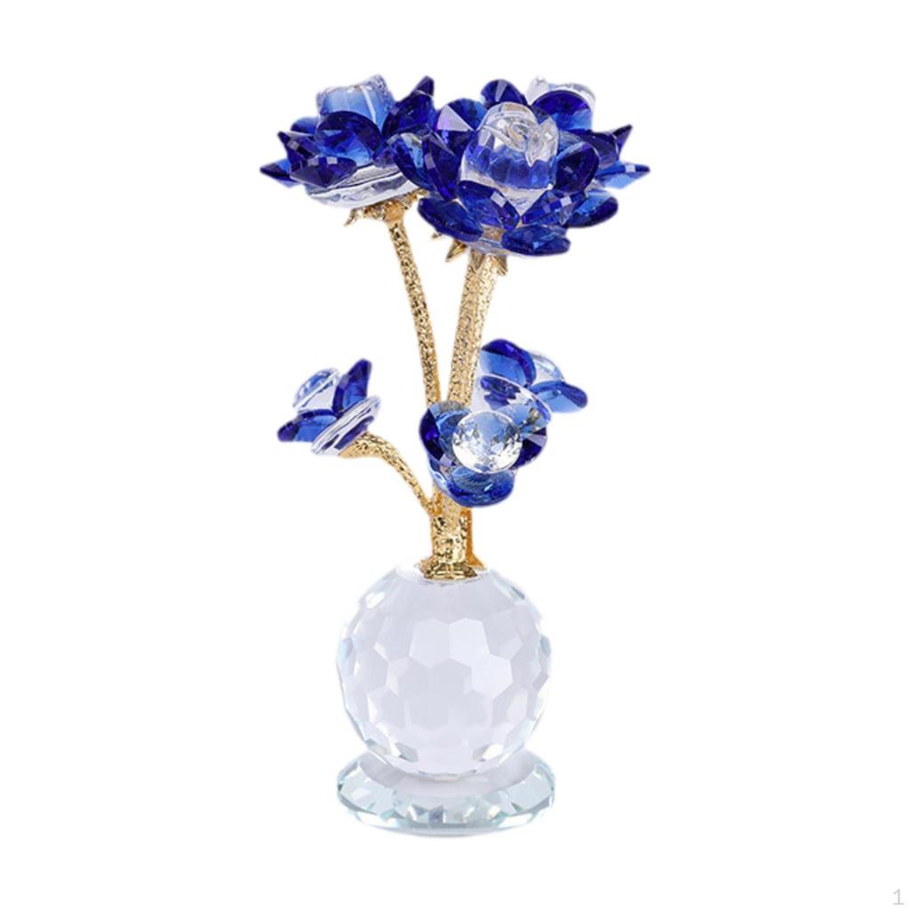 Lotus Flower Figurine Artwork Glass Statue for Cabinet Wedding Shelves