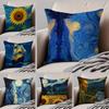 Funda de Almohada Noche Estrellada de Van Gogh Obra Maestra Funda de Cojín Funda de Cojín para Sofá Botón Oculto Poliéster Duradero Cojín para Silla