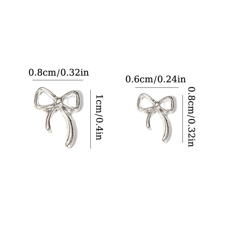 10Pcs Kawaii Bowknot Metal Gold Silver Nail Charms 3D Alloy Bow Tie Jewelry Nail  Decoration Manicure Accessories
